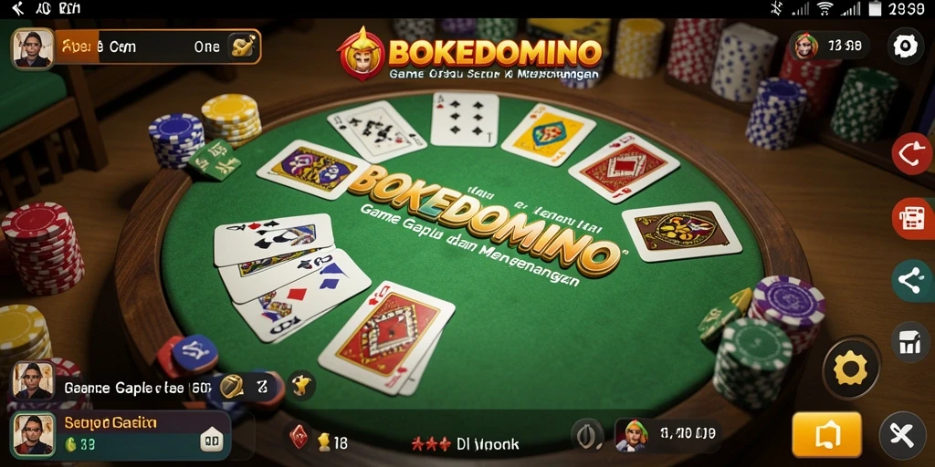 Tampilan gameplay seru dari BOKEDOMINO dalam permainan Gaple.