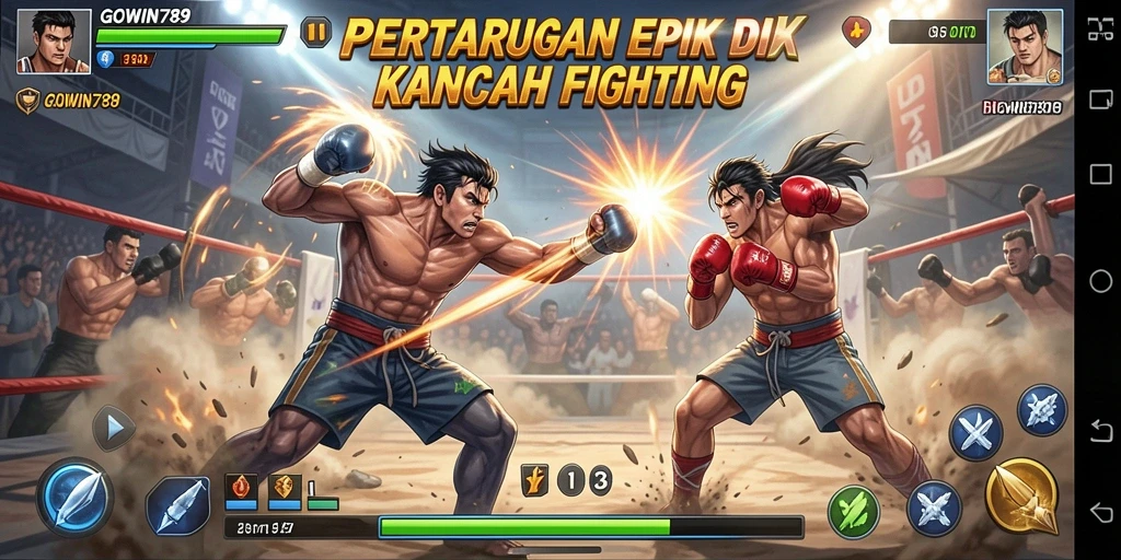 Tampilan gameplay utama GOWIN789 dengan pertarungan yang seru.